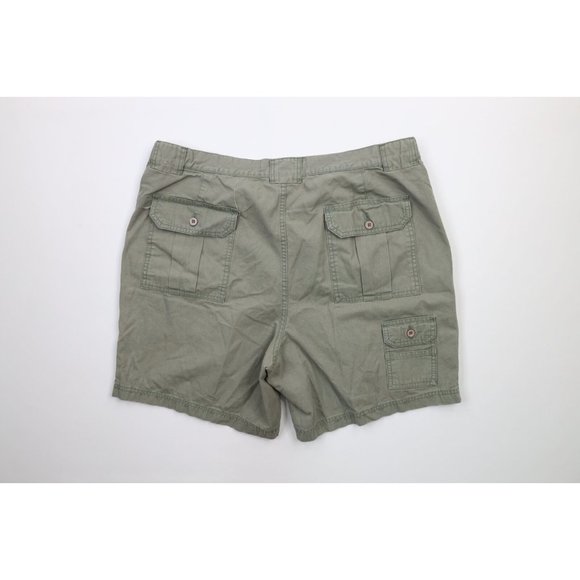 Vintage 90s Streetwear Mens Size 42 Faded Above Knee Cargo Shorts Green Cotton - Picture 7 of 9